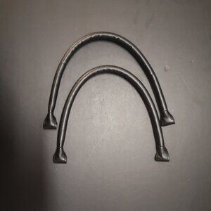 Miche Black Faux Leather Rolled Handbag Handles 16" Long Set of 2